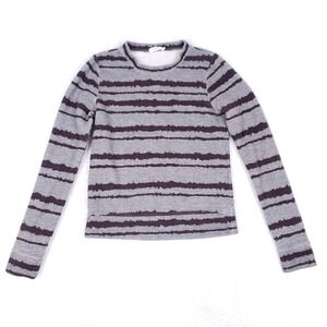 A.L.C. Striped Sweater Top Size Small‎ Gray Brown Long Sleeve Cotton Viscose USA